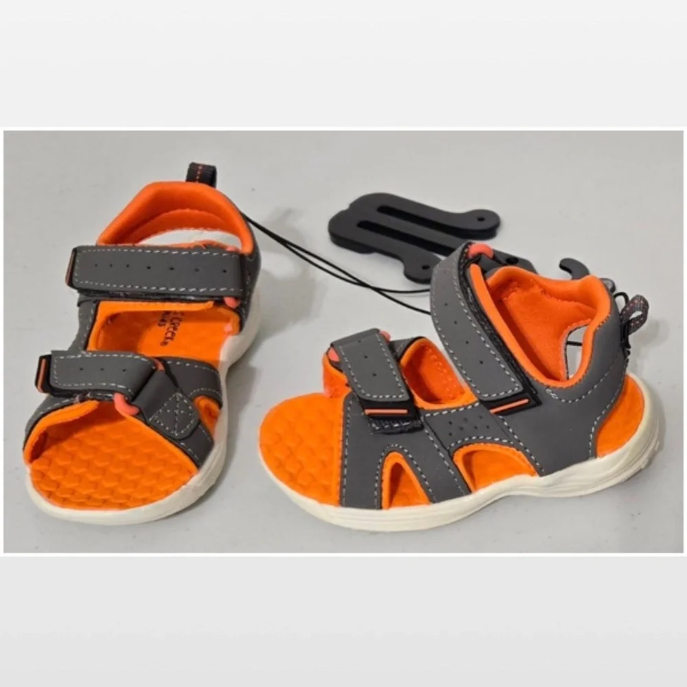 New Falls Creek Shoes Kids Size 5 Toddler Orange Grey Active Sport Sandals NWT